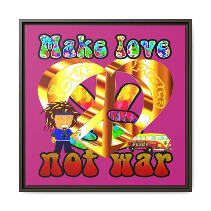 love peace - framed canvas art (pink)