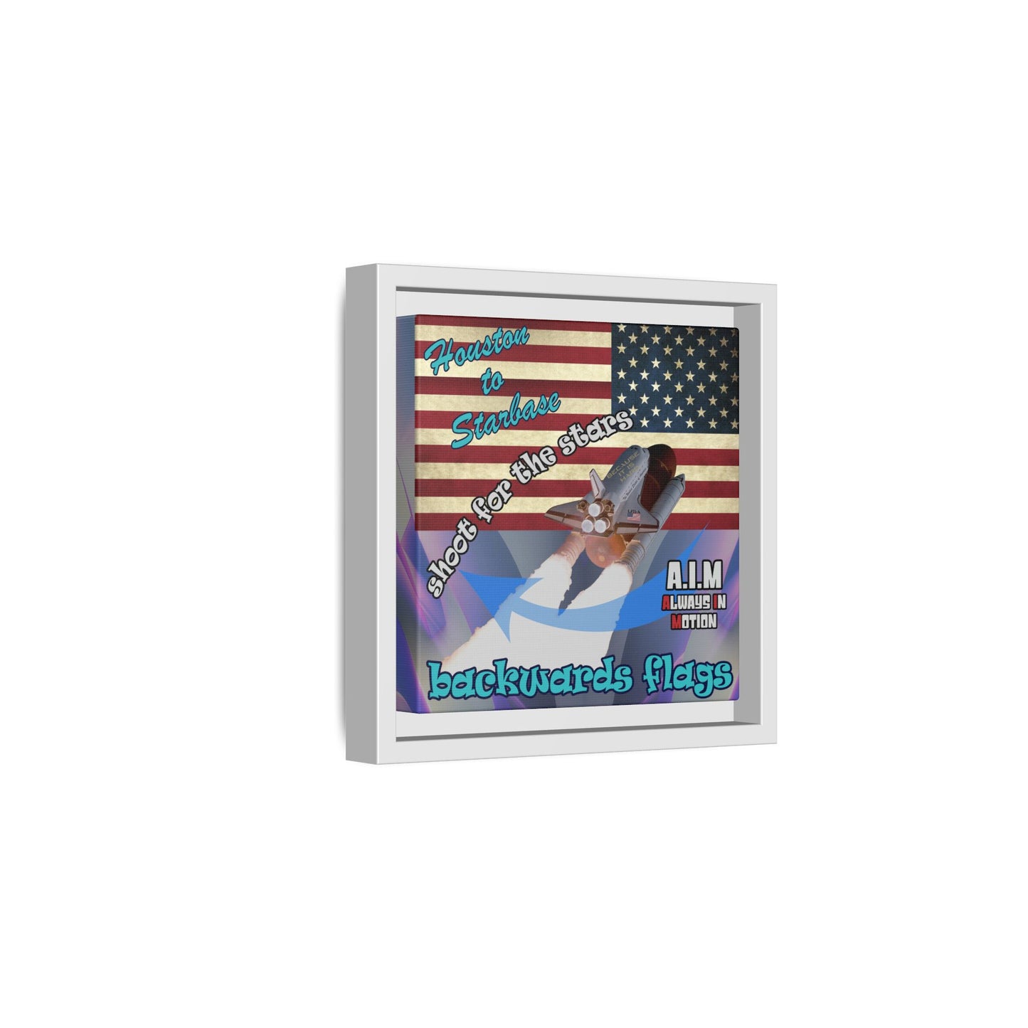 shoot for the stars - framed canvas art (grey-pink wave)
