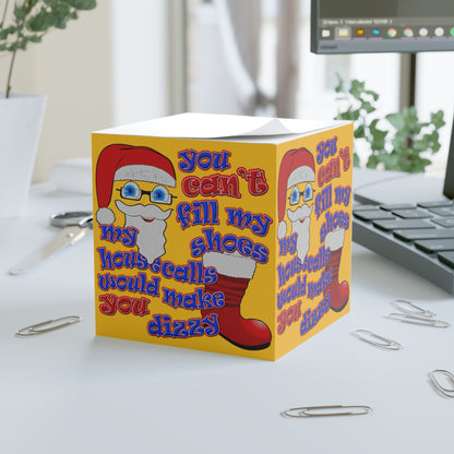 santa's shoes - note cube (yellow)