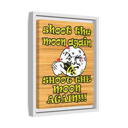 shoot the moon again - framed canvas art (butterscotch wood finish)