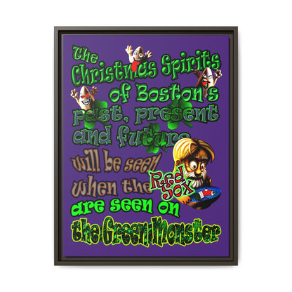christmas spirits of boston - framed canvas art (purple)