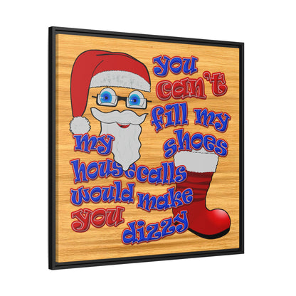 santa's shoes - framed canvas art (butterscotch wood finish)