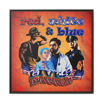 rw&b lives matter - framed canvas art (burnt orange)