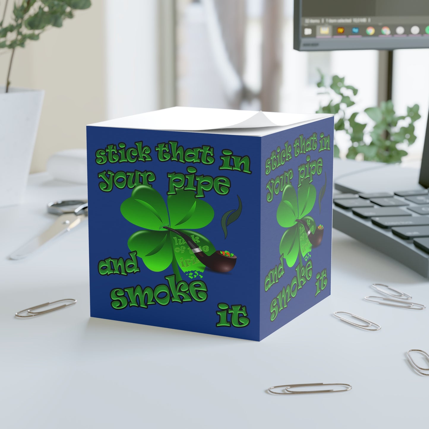 stick that in your pipe and smoke it - note cube (dark blue)