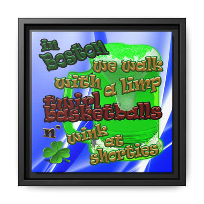 celtics logo - framed canvas art (blue-white wave)