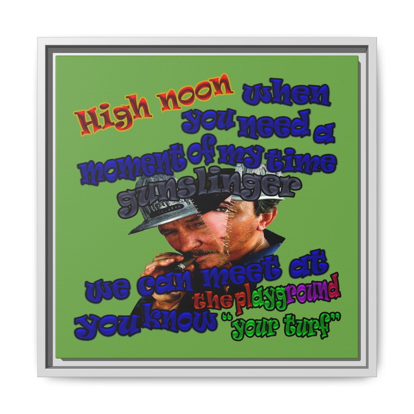 high noon - framed canvas art (green)