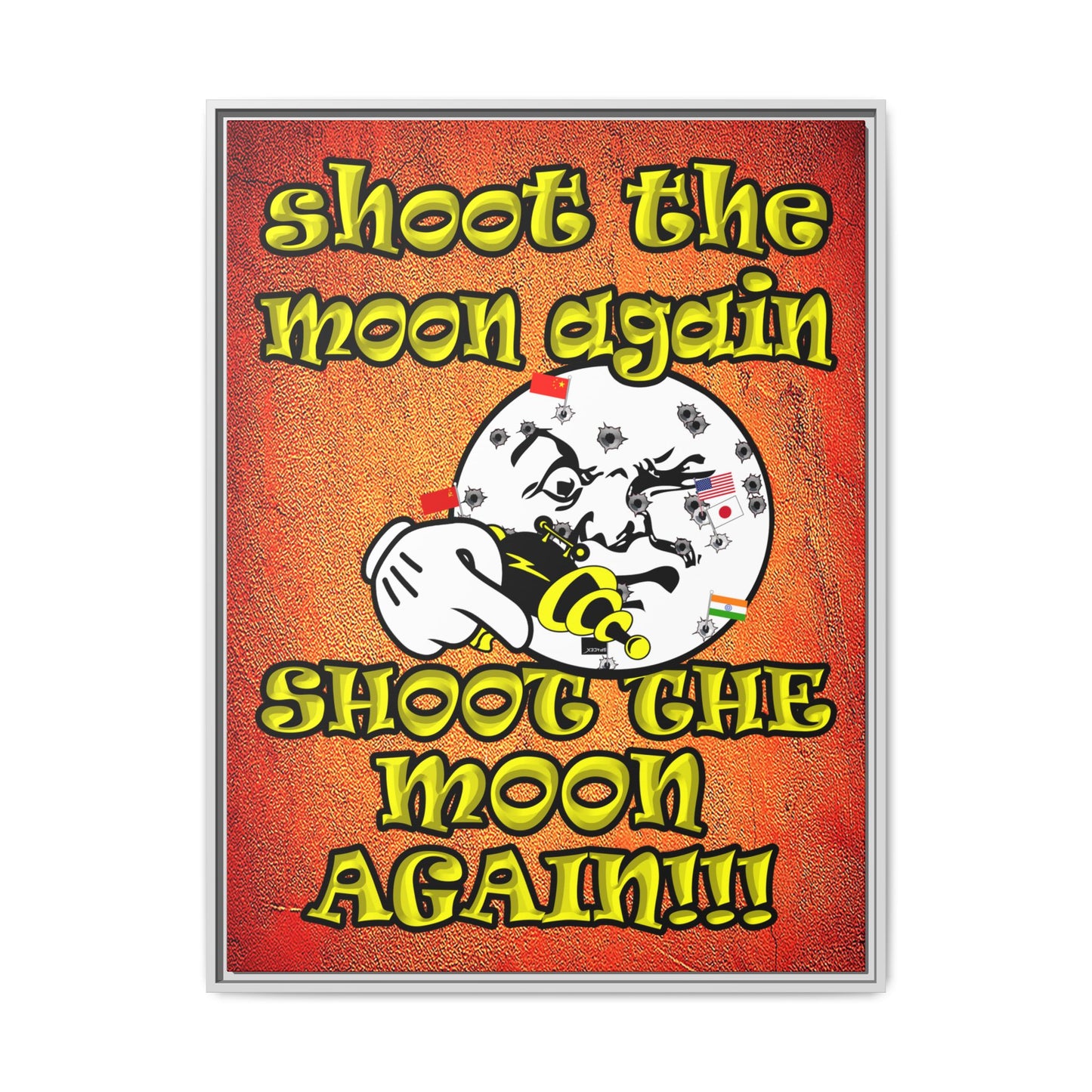shoot the moon again - framed canvas art (burnt orange)