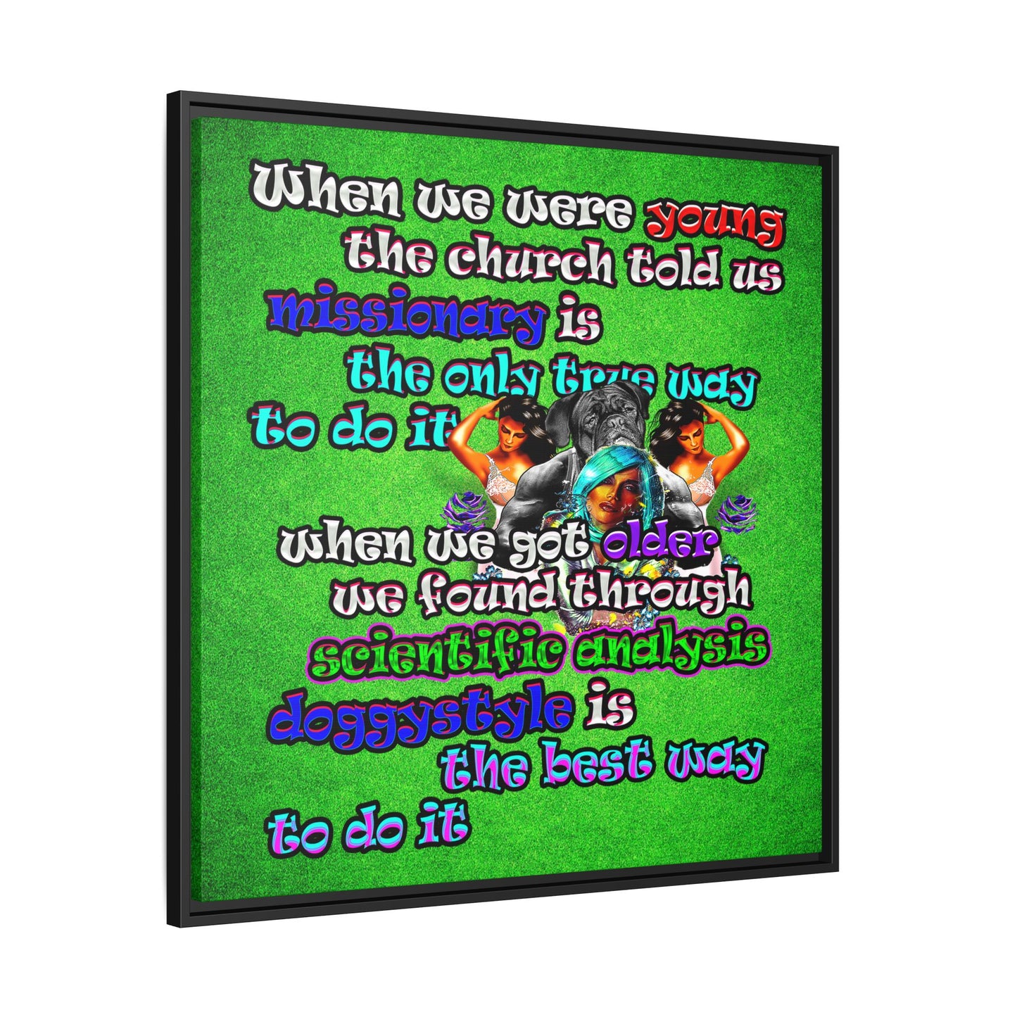 doggystyle - framed canvas art (green turf)