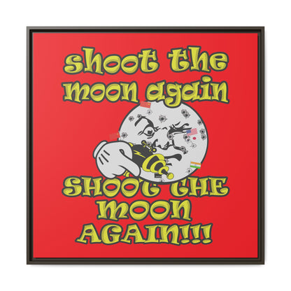 shoot the moon again - framed canvas art (red)