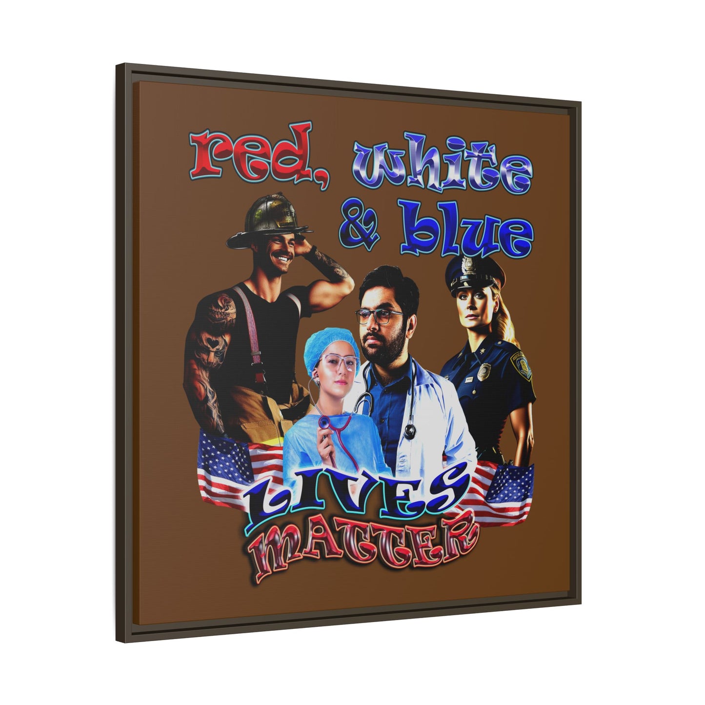 rw&b lives matter - framed canvas art (brown)