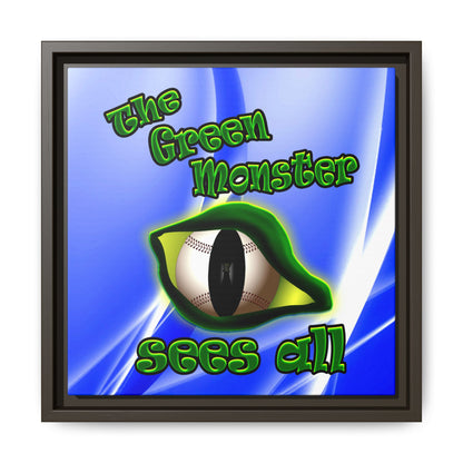 green monster - framed canvas art (blue-white wave)