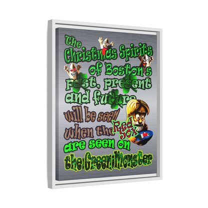christmas spirits of boston - framed canvas art (brushed nickel)