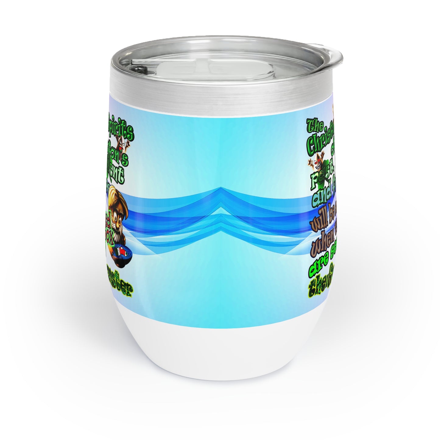 christmas spirits of boston - Chill Wine Tumbler (light blue-pink wave)