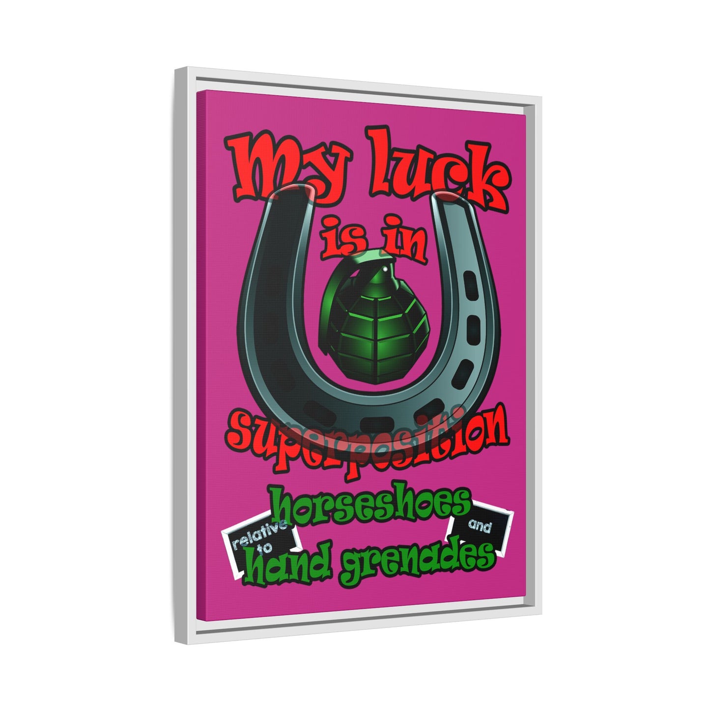 my luck - framed canvas art (pink)