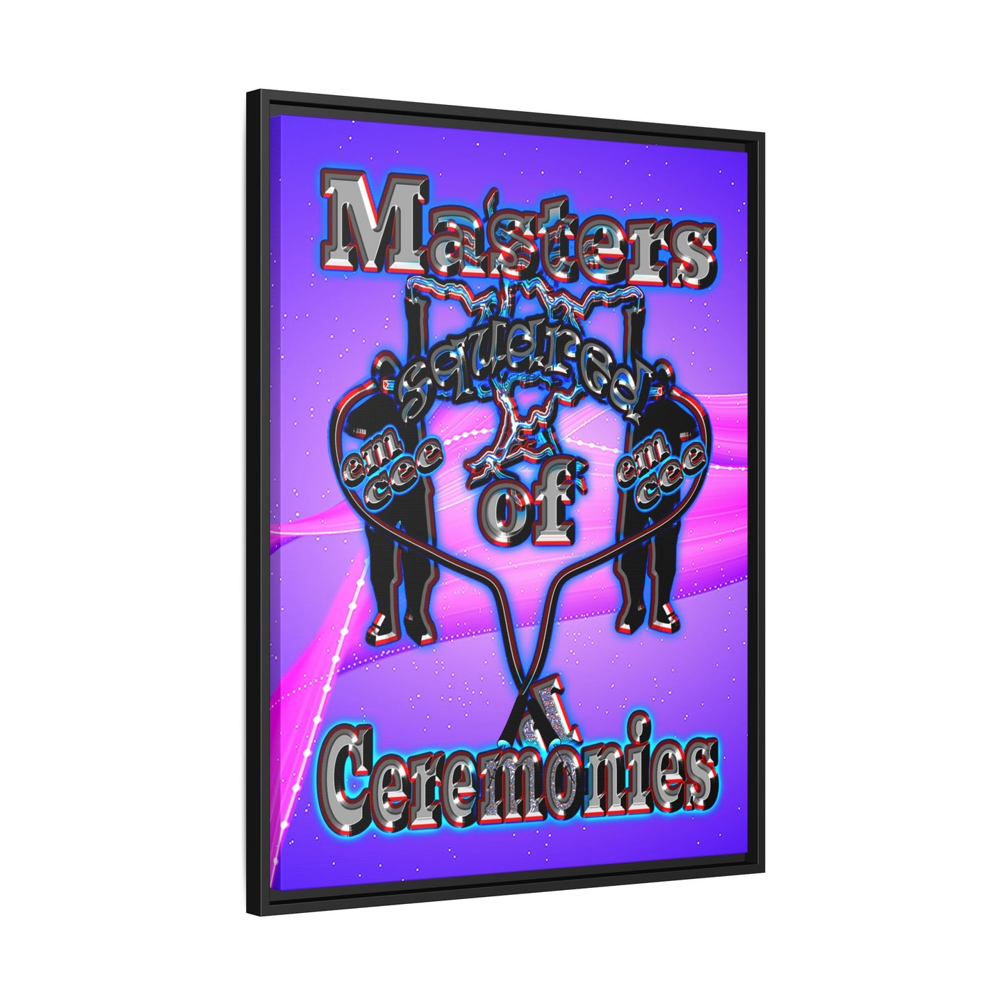 em cee squared - framed canvas art (purple-pink wave)
