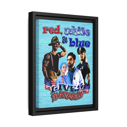 rw&b lives matter - framed canvas art (faded blue)
