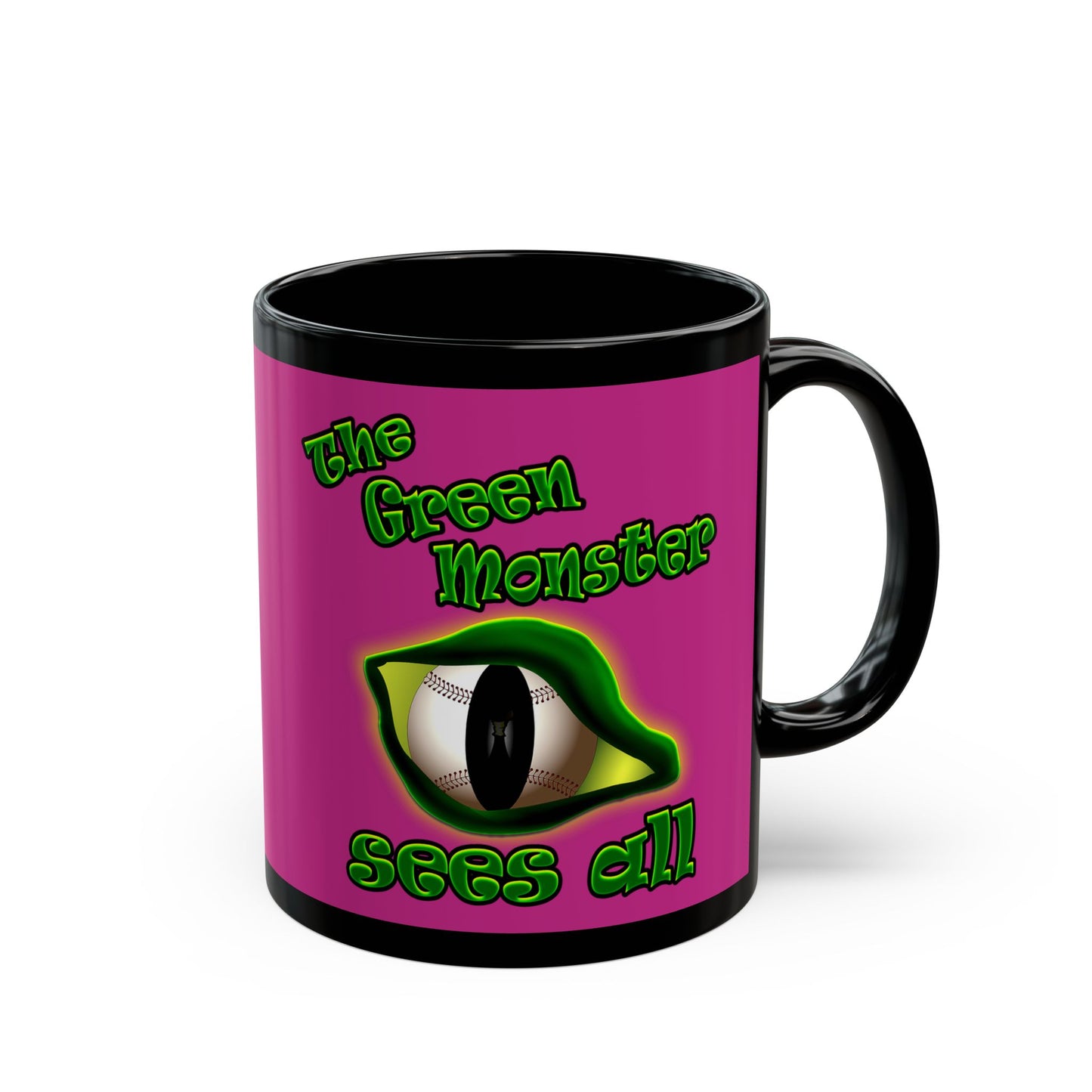 green monster - Black Mug (pink)