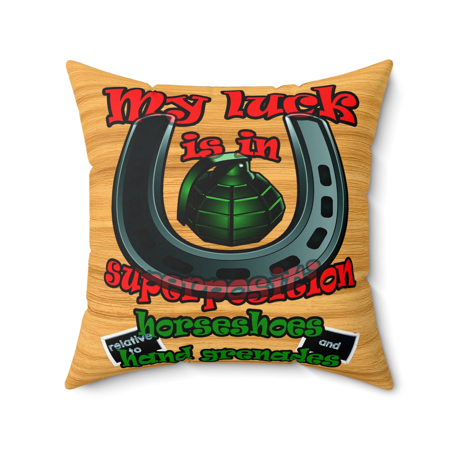 my luck - Faux Suede Square Pillow - (butterscotch wood finish)