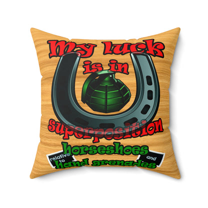my luck - Faux Suede Square Pillow - (butterscotch wood finish)