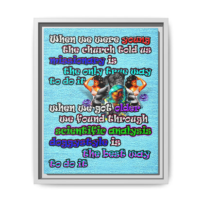 doggystyle - framed canvas art (faded blue)