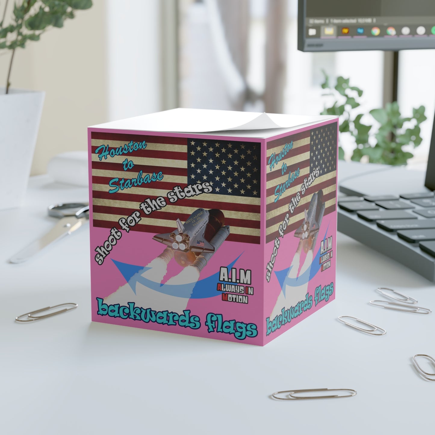 shoot for the stars - note cube (light pink)
