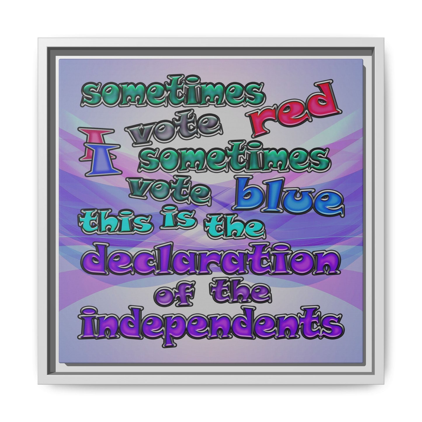 declaration of the independents - framed canvas art (light blue-pink wave)