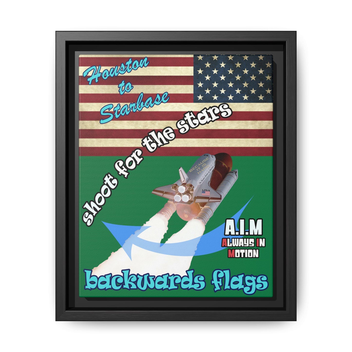 shoot for the stars - framed canvas art (dark green)