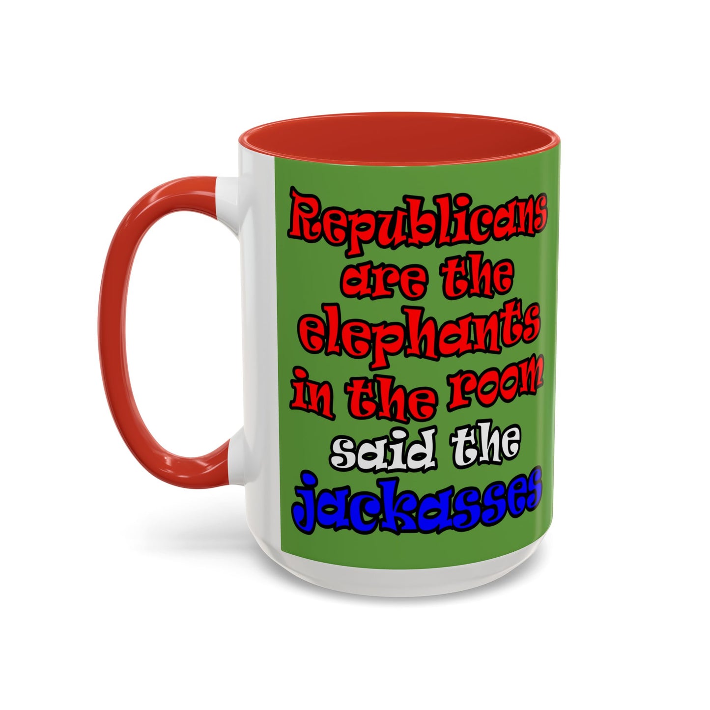 donkeys and elephants - Accent Mug (green)