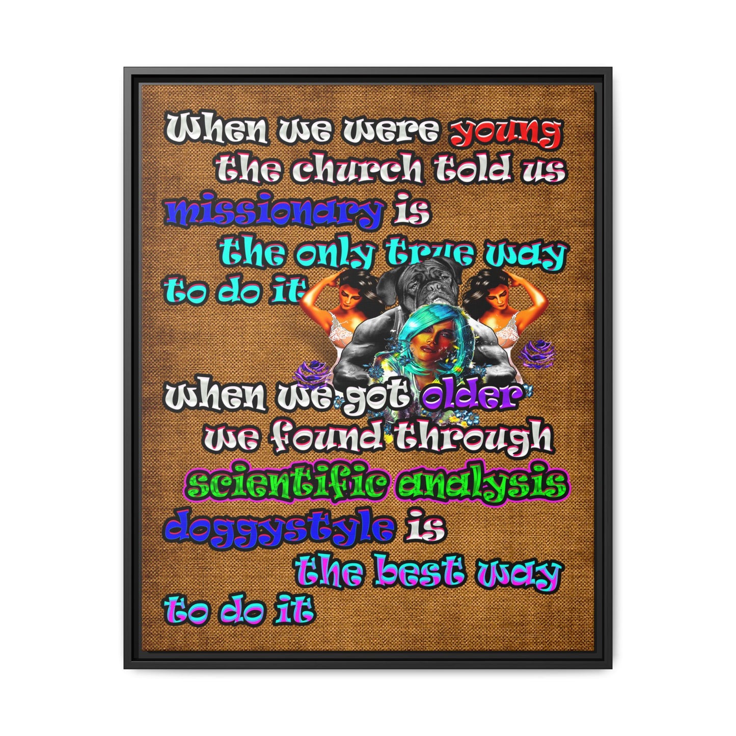 doggystyle - framed canvas art (brown papyrus)
