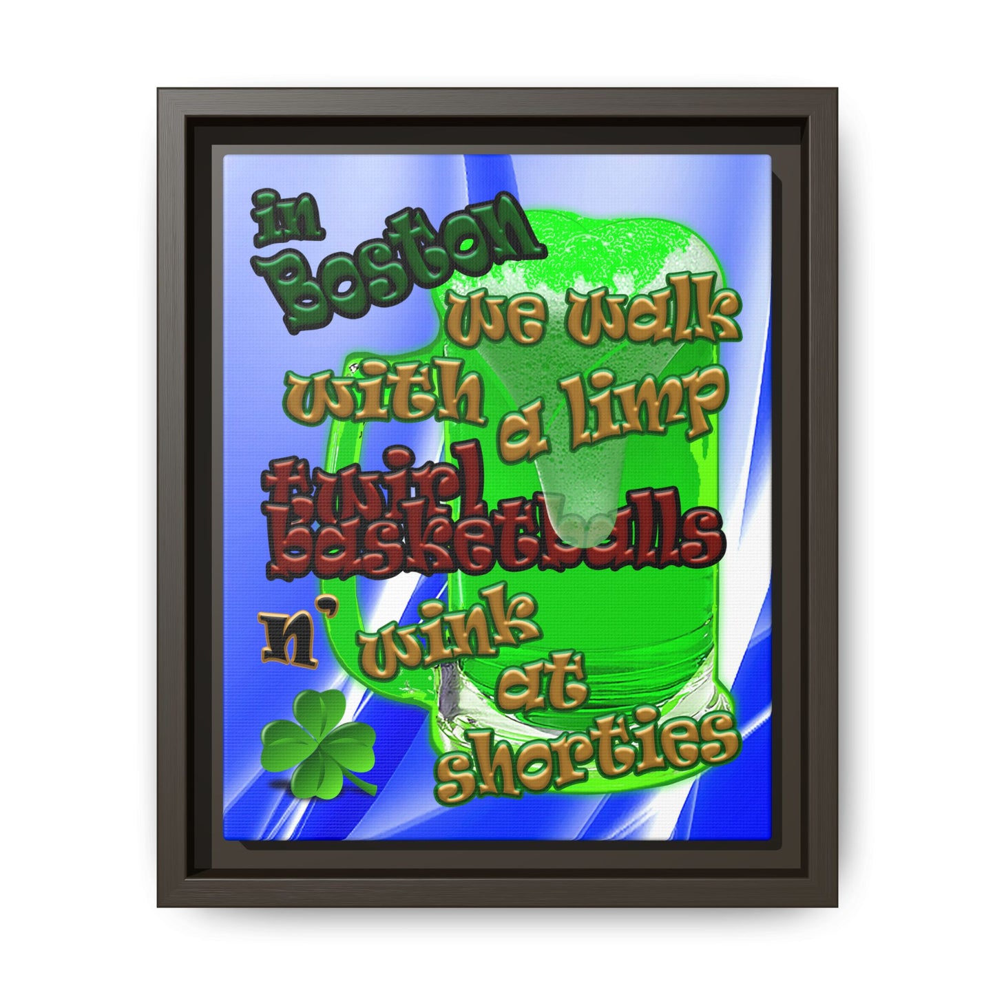 celtics logo - framed canvas art (blue-white wave)