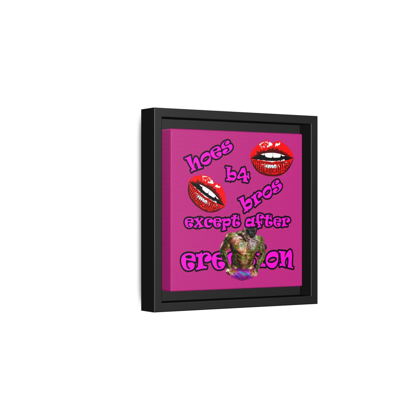 hoes b4 bros - framed canvas art (pink)