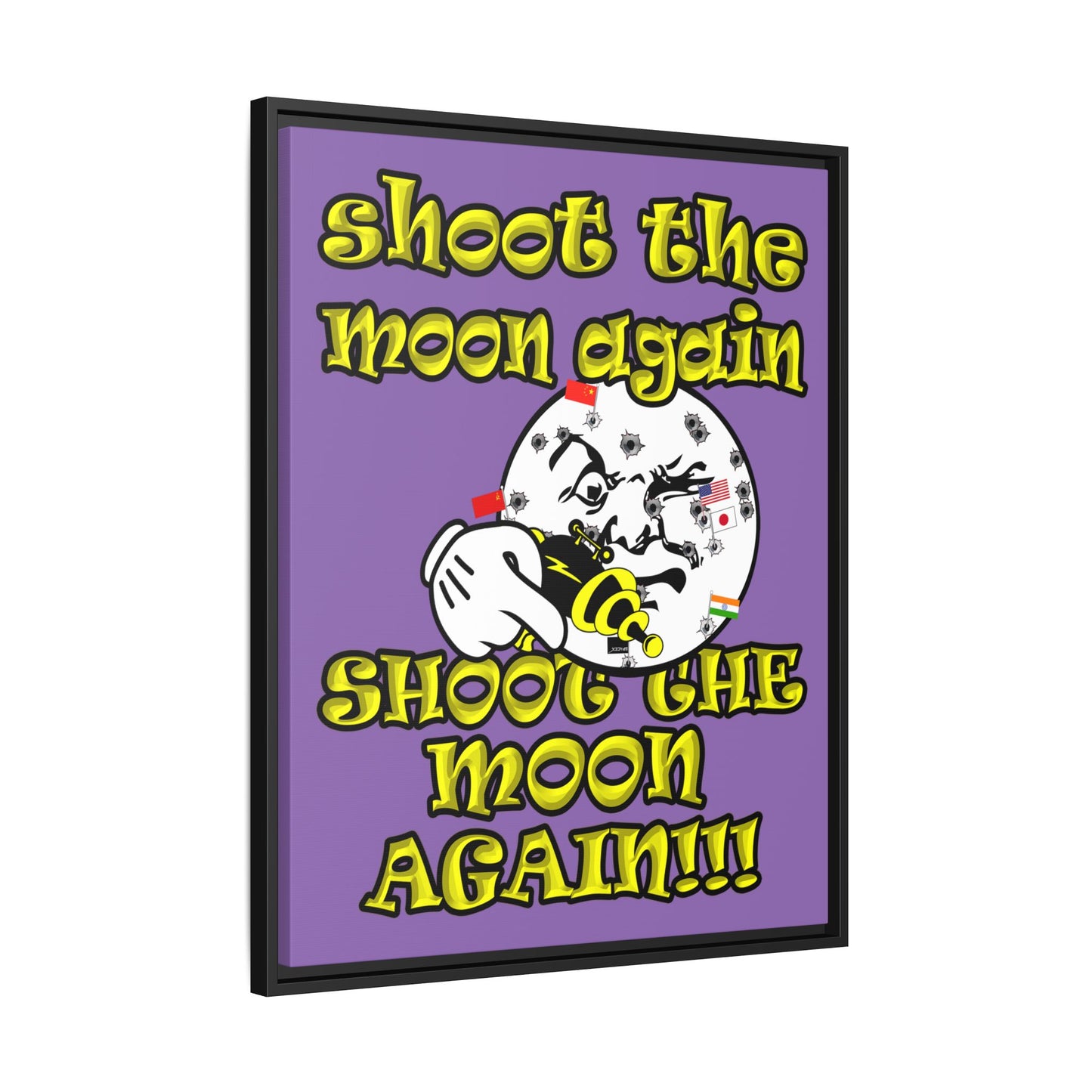 shoot the moon again - framed canvas art (light purple)