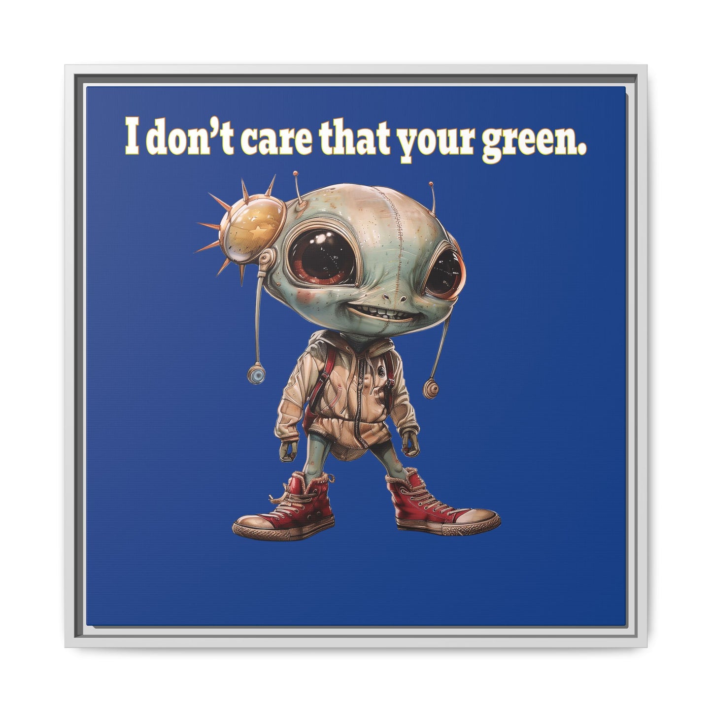I don't care that your green - framed canvas art (dark blue)
