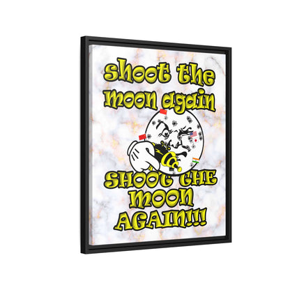 shoot the moon again - framed canvas art (white marble)