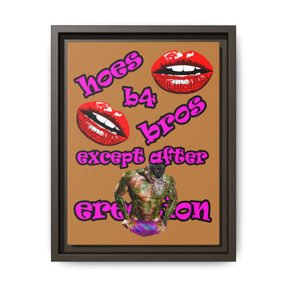 hoes b4 bros - framed canvas art (light brown)