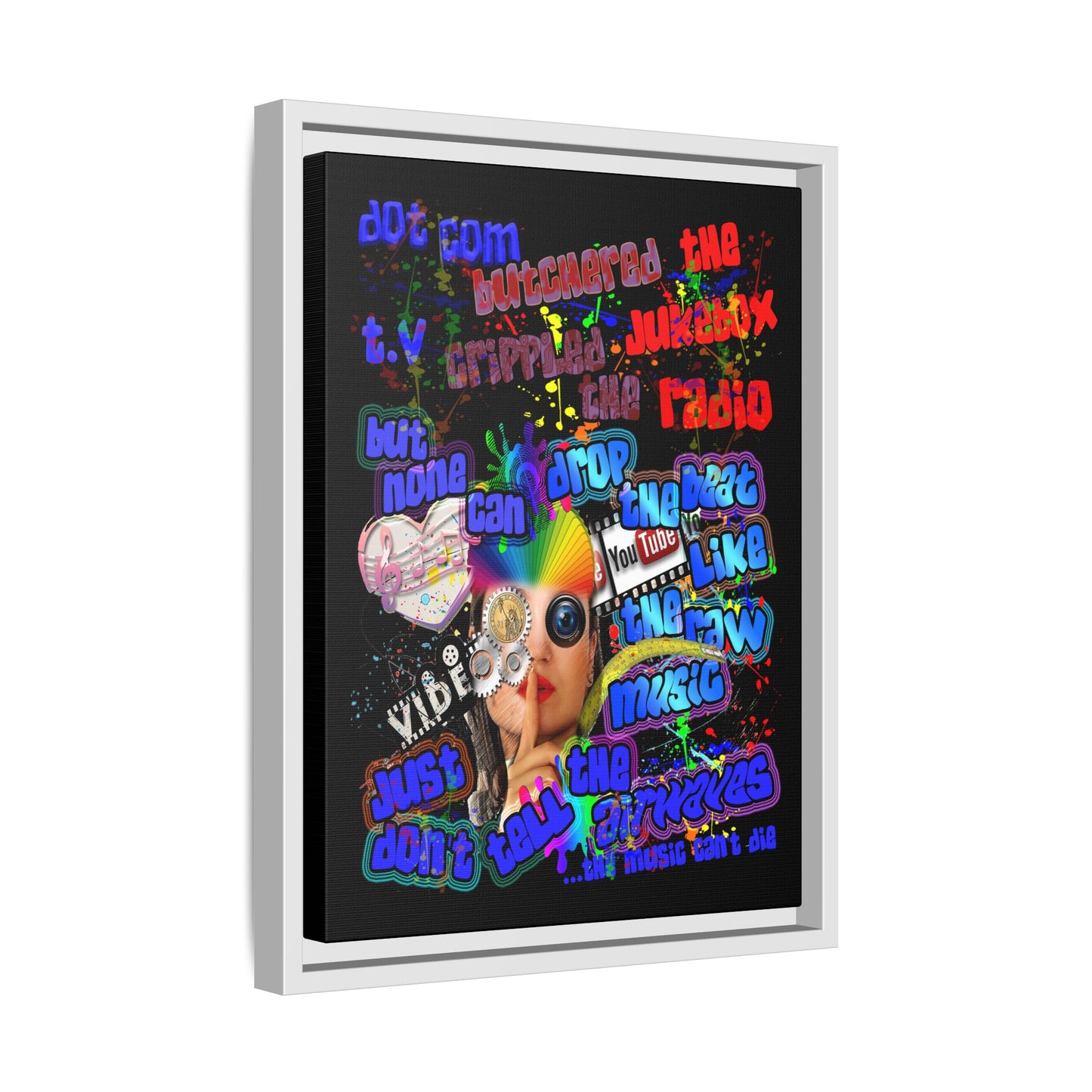 drop the beat - framed canvas art (black)