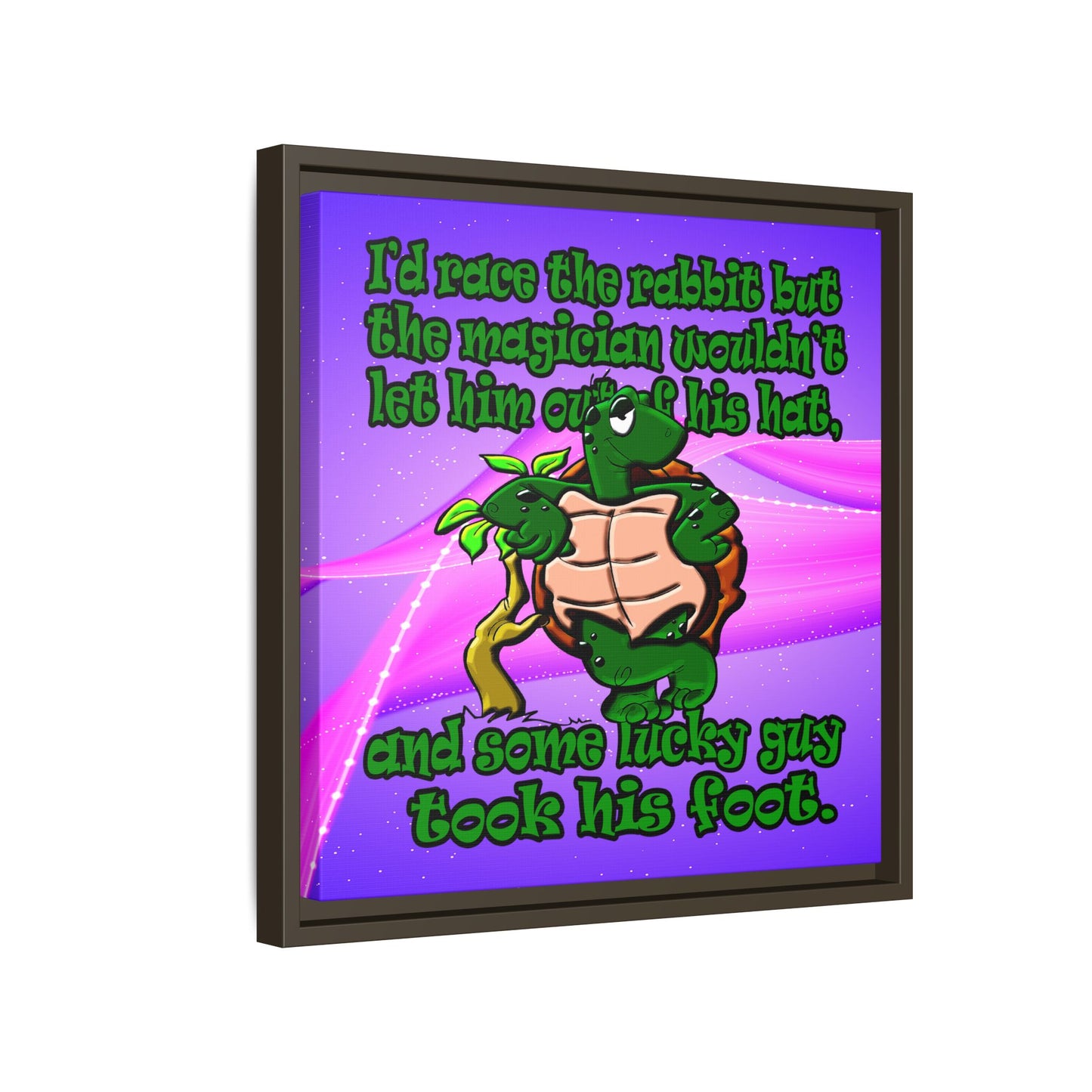 turtle race - framed canvas art (purple-pink wave)