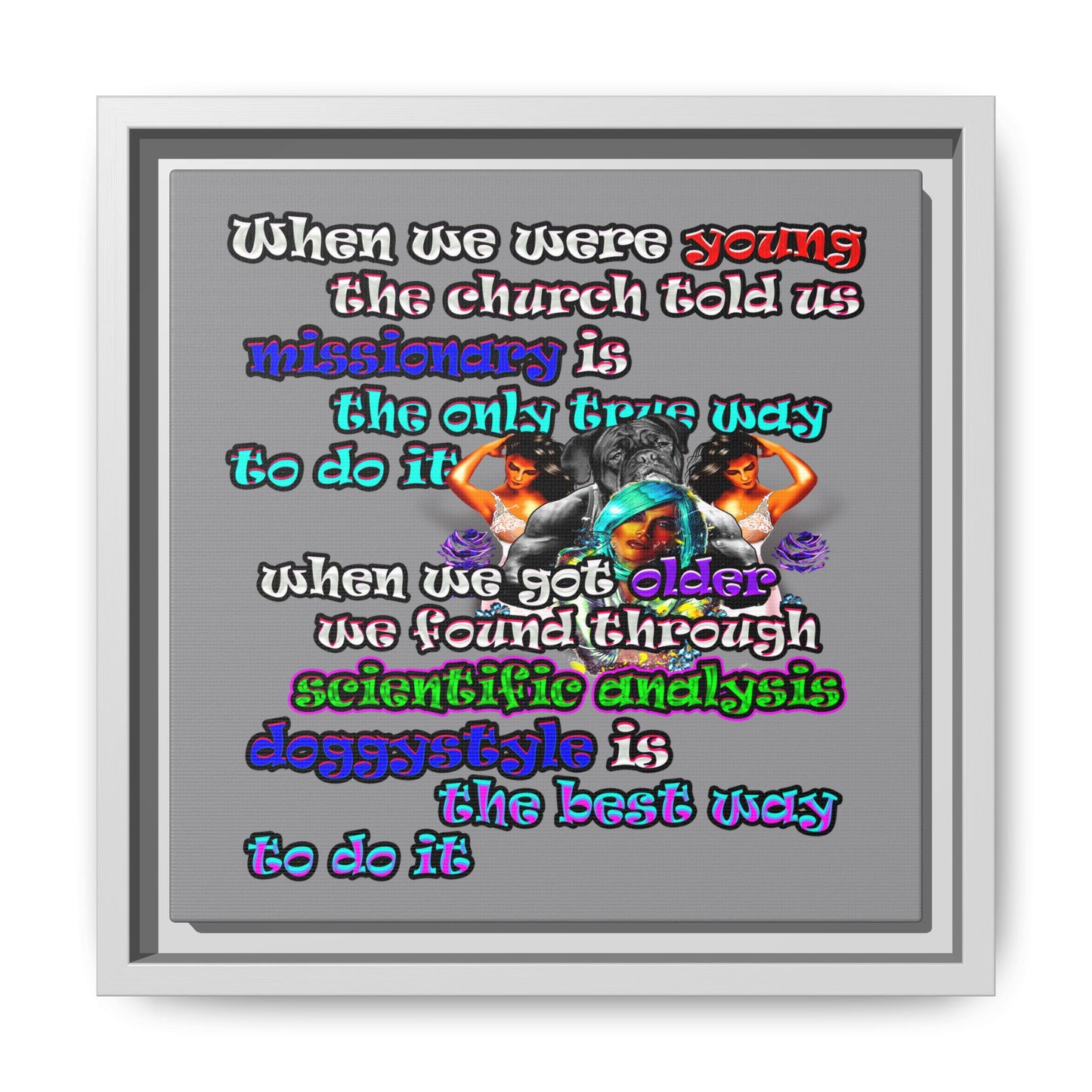 doggystyle - framed canvas art (grey)