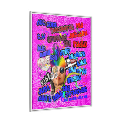 drop the beat - framed canvas art (pink swirl)
