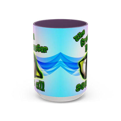 green monster - Accent Mug (light blue-pink wave)