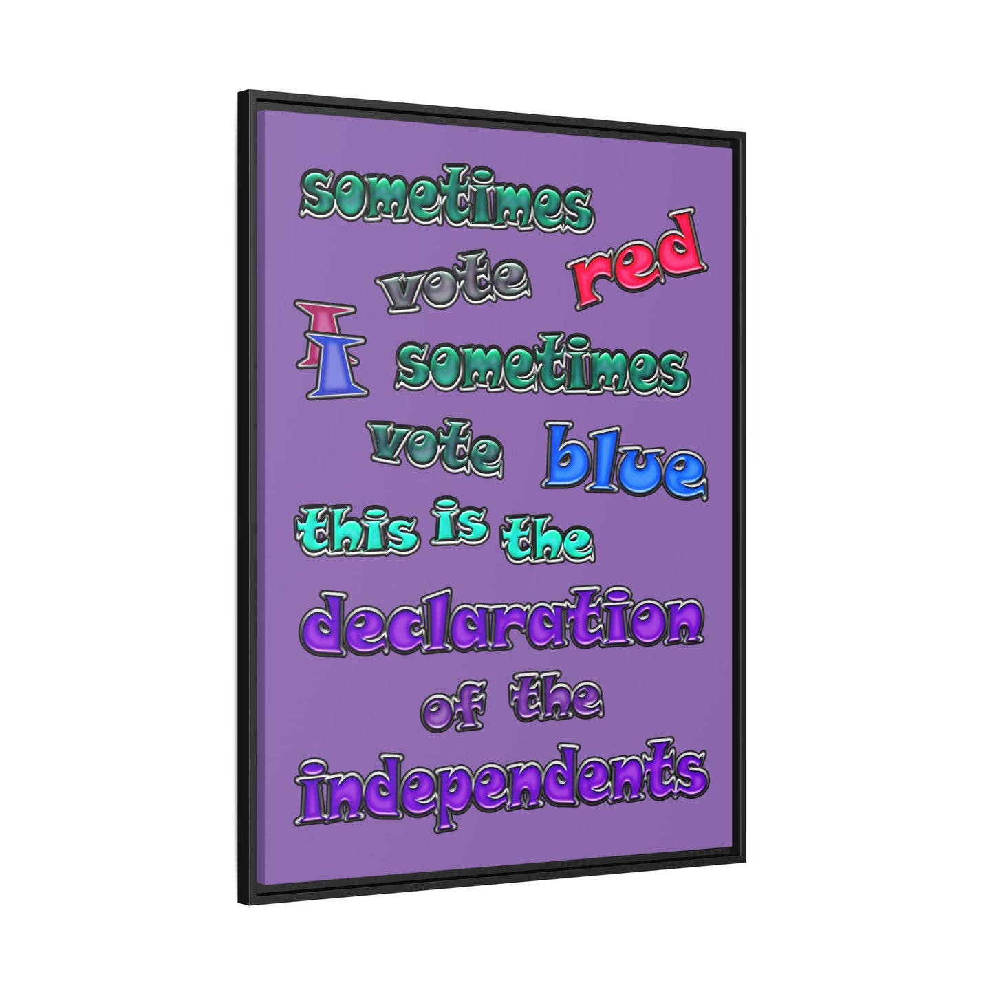 declaration of the independents - framed canvas art (light purple)