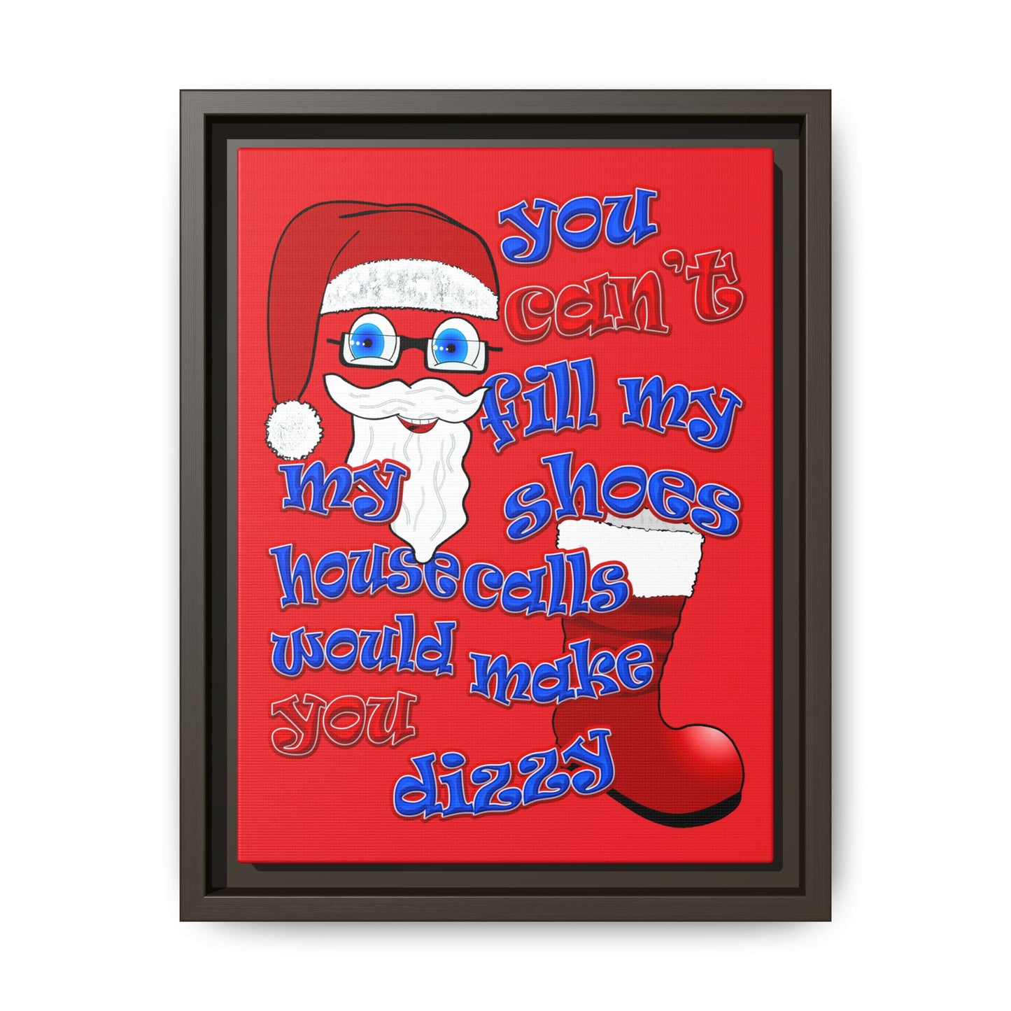 santa's shoes - framed canvas art (red)