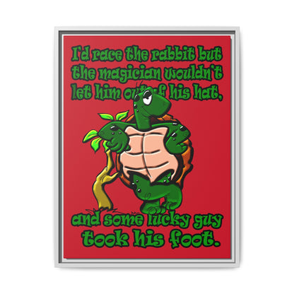 turtle race - framed canvas art (dark red)