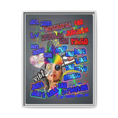 drop the beat - framed canvas art (grey-light grey)
