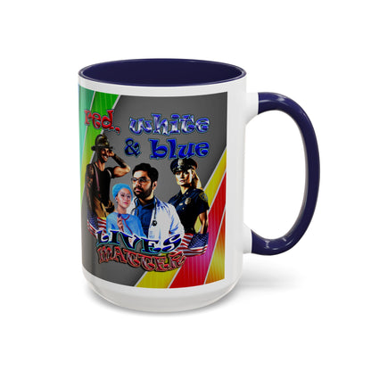 rw&b lives matter - Accent Mug (rainbow split)