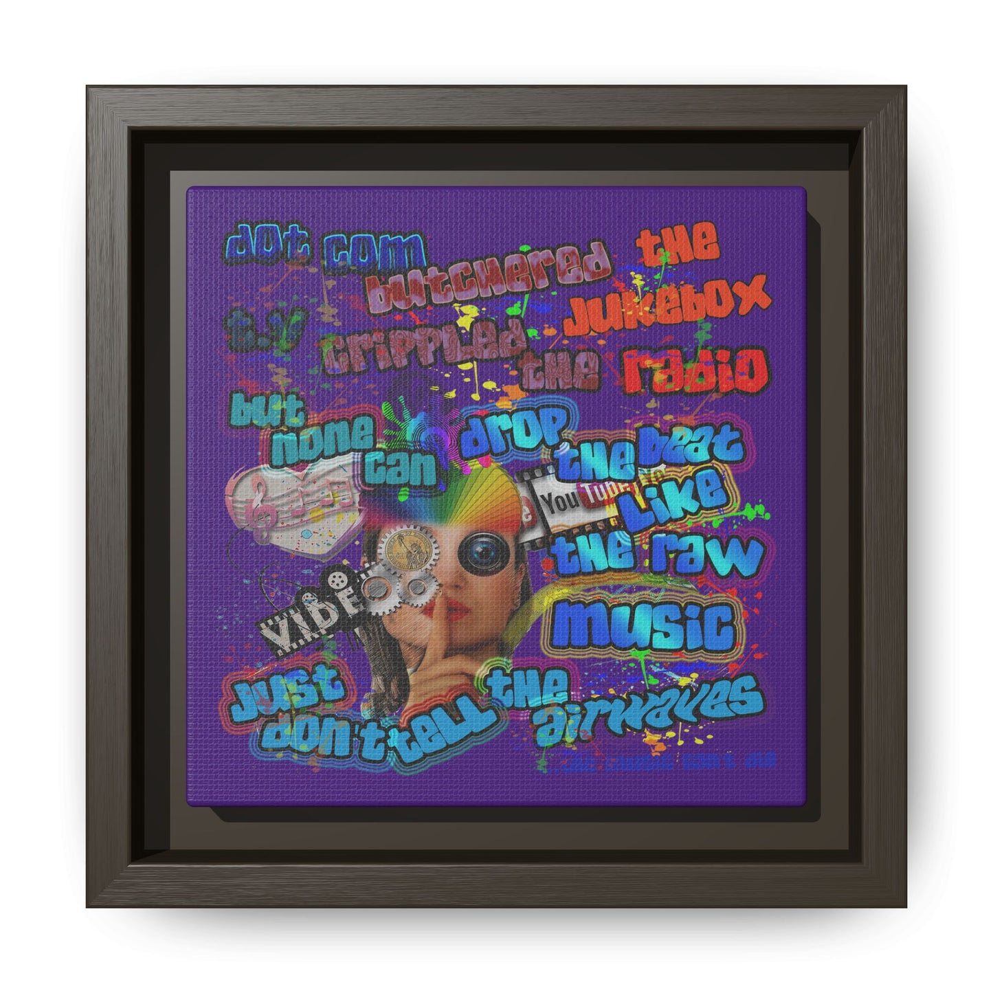 drop the beat - framed canvas art (purple)