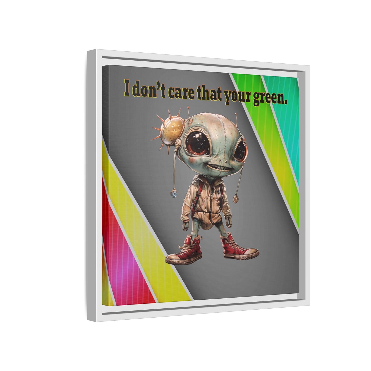 I don't care that your green - framed canvas art (rainbow split)