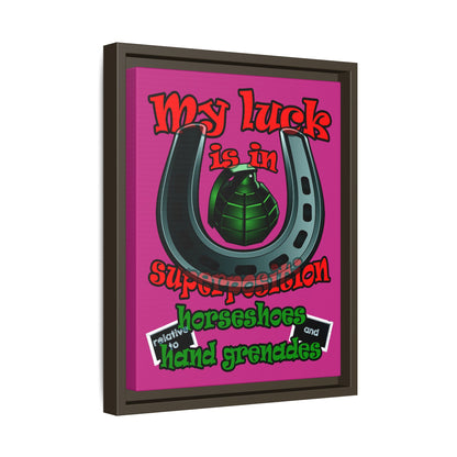 my luck - framed canvas art (pink)
