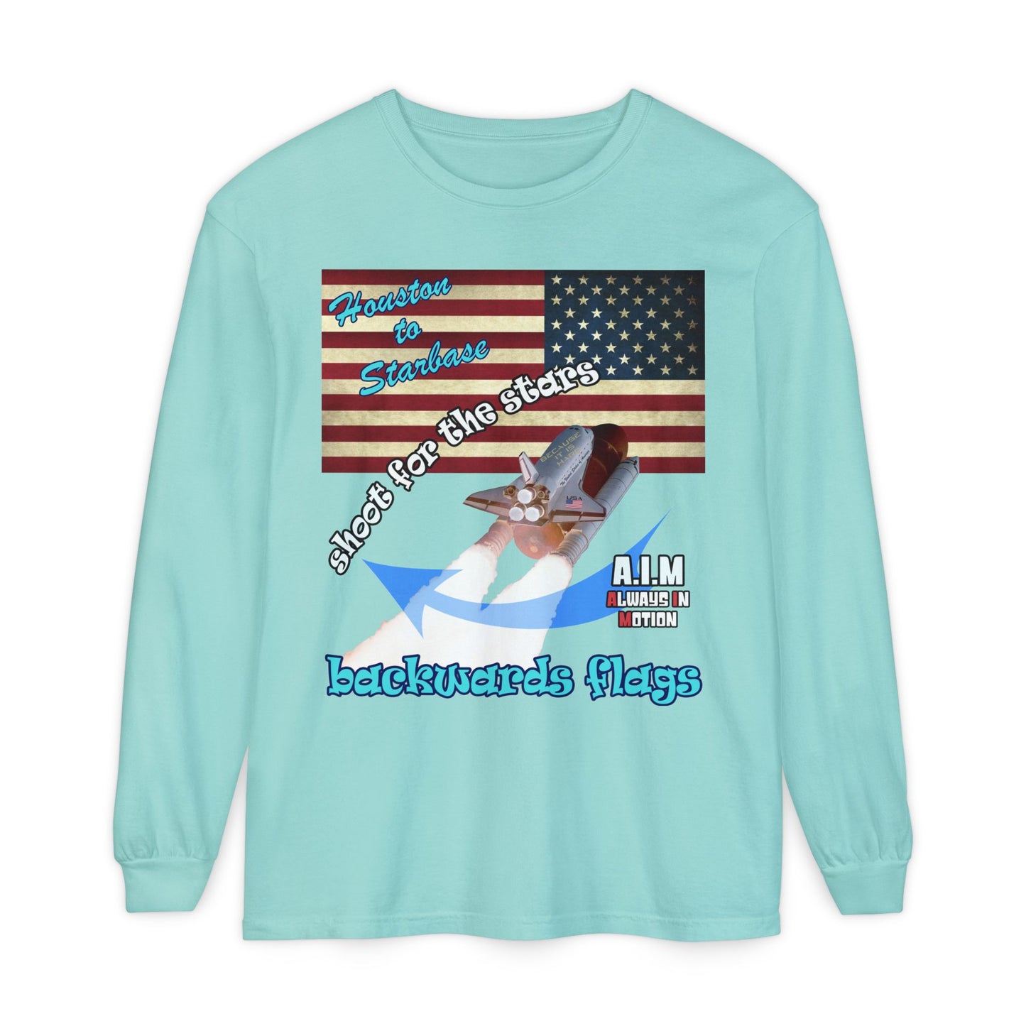 shoot for the stars - Unisex Garment-dyed Long Sleeve T-Shirt