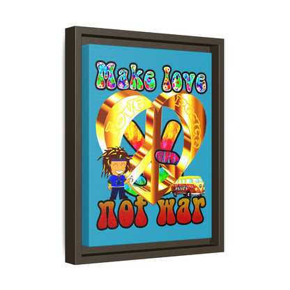 love peace - framed canvas art (turquoise)